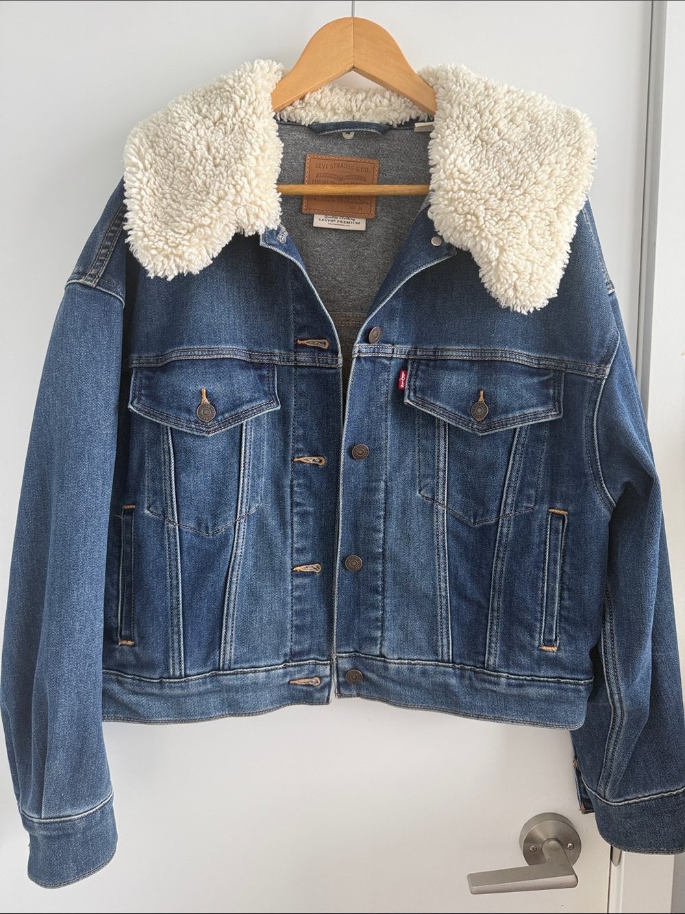 Levi's Blue Denim Jacket with Cream Sherpa Collar